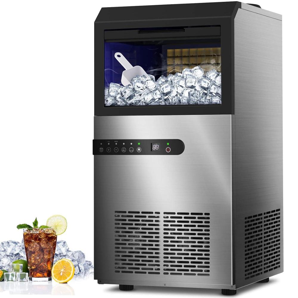 image:imageCommercial Ice Maker Machine 100LBS24H Under Counter Ice Maker wLarge Ice Bin 45 Ice CubesCycle 2 Water Inlet Modes Self Clean 24H Timer Large Industrial Ice Machine for Bar Coffee Shop