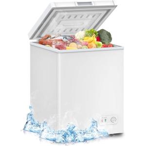LifePlus Chest Freezer, Compact Deep Freezer 7 Adjustable Temperature with Removable Basket, Top Open Door Freezer Upright for Apartment Home (3.8 cu.ft.)(white)