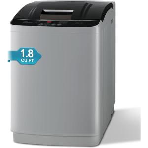 LifePlus Portable Washing Machine 12lbs Capacity, Fully Automatic Compact Washer with w/Drain Pump, Faucet Adaptor, 10 Programs & 8 Water Levels for Apartment Home Dorm(Grey)