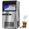 image:imageIce Maker Machine Commercial 100Lbs24H  Freestanding Ice Maker Under Counter Ice Machine Stainless Steel 45 Ice CubesCycle 2 Ways Water Inlet Large Storage Bin for Bar Home Office Restaurant