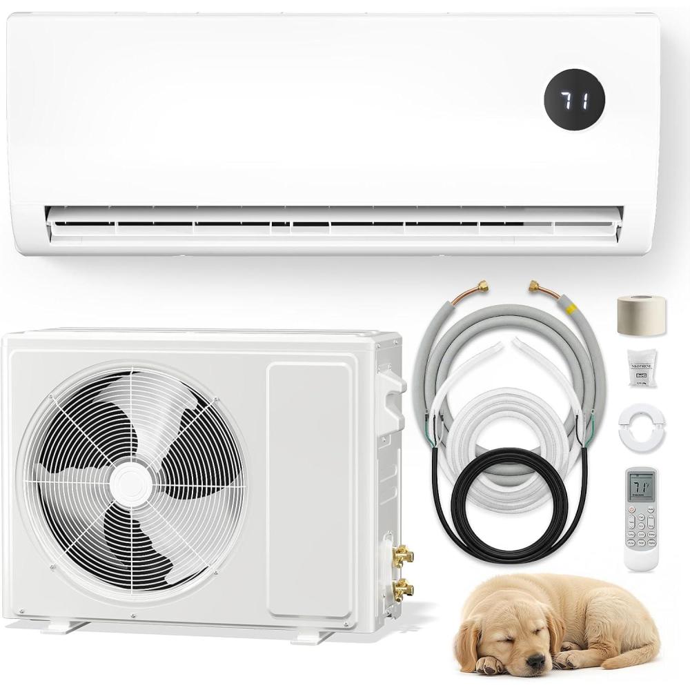 image:imageLifePLus 12000 BTU Mini Split AC with Heat Pump Ductless Mini Split Air Conditioner Heat System with Quiet Operation AllInOne Kit 24H Timer 115V 19 SEER2 Energy Efficient for 750 SqFtWhite 12000