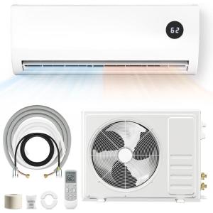 LifePlus Mini Split Air Conditioner, 9000 BTU Ductless Inverter AC/Heating System with Heat Pump, 19 SEER2 Energy Efficient 115V Quiet Ac Unit Up to 500 Sq.Ft with Installation Kit(White)